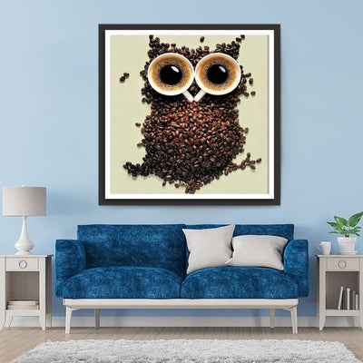 Hibou de Café Broderie Diamant