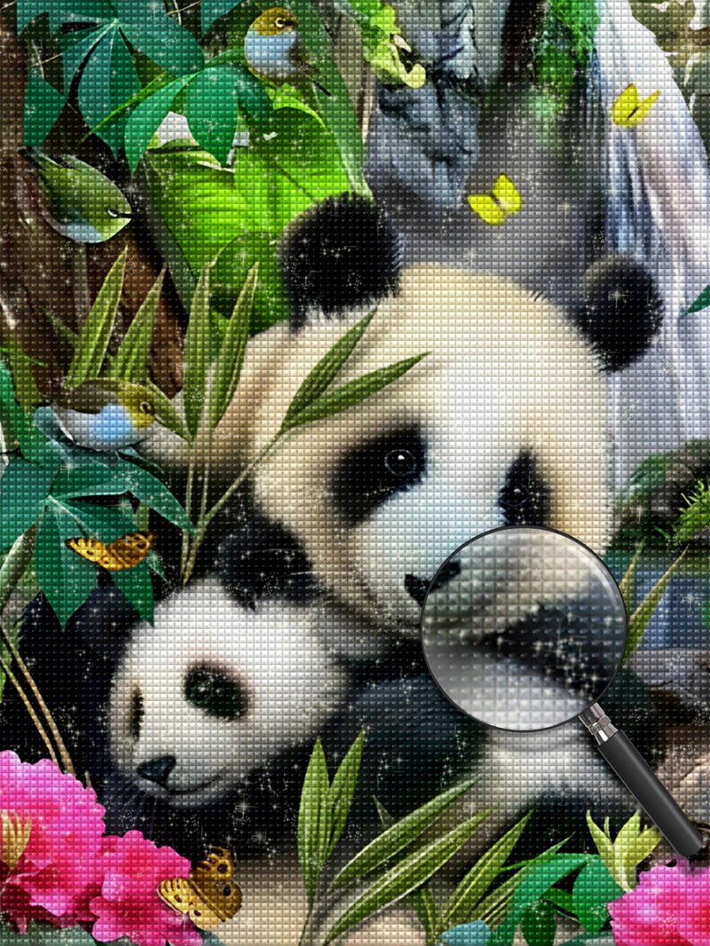 Mère Panda et Bébé Panda Broderie Diamant