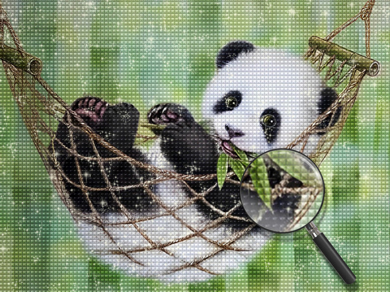 Bébé Panda sur Hamac Broderie Diamant