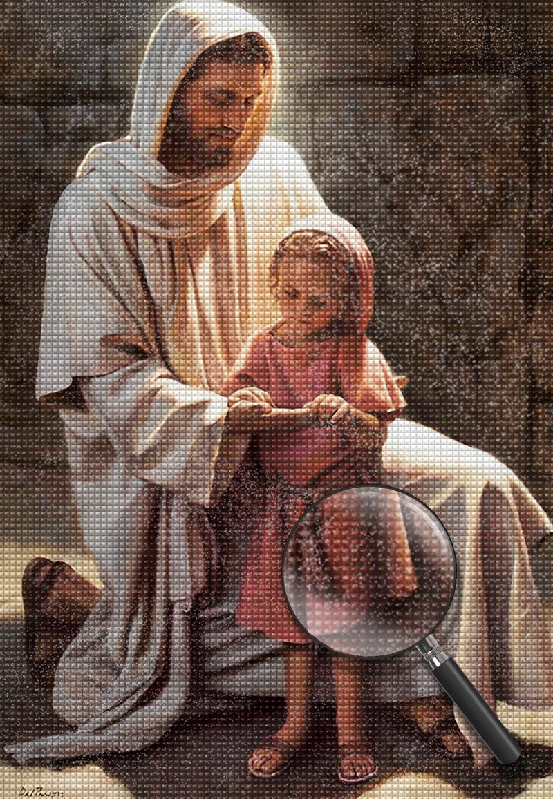 Jésus et la Petite Fille Broderie Diamant