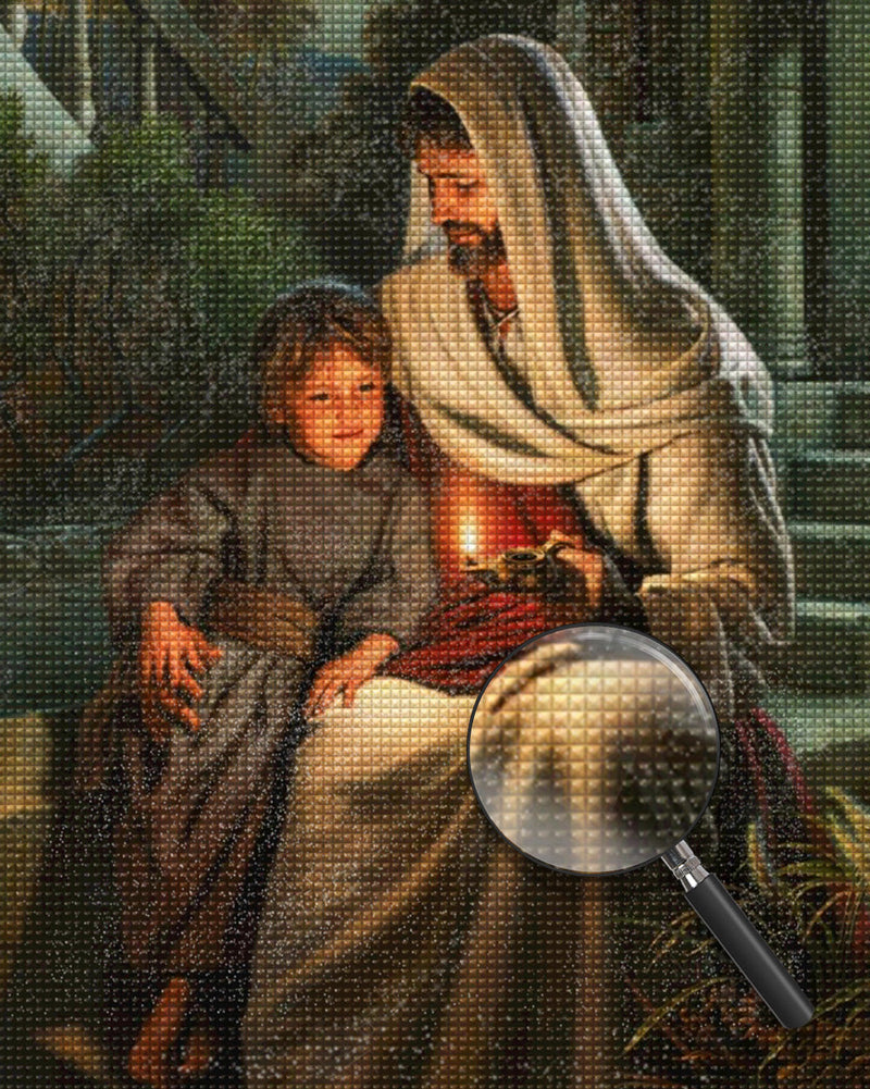 Jésus et Petit Garçon Broderie Diamant