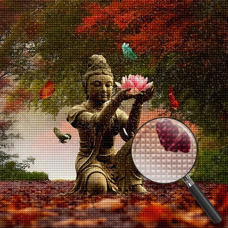 Le Bodhisattva Tenant Fleur de Lotus Broderie Diamant