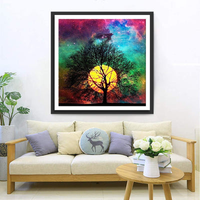 Ciel Multicolore et Arbre Broderie Diamant