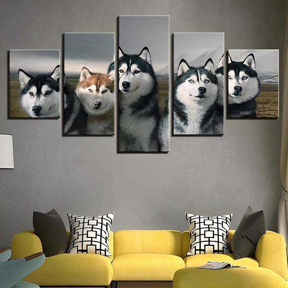 Cinq Huskies 5 Partie Broderie Diamant