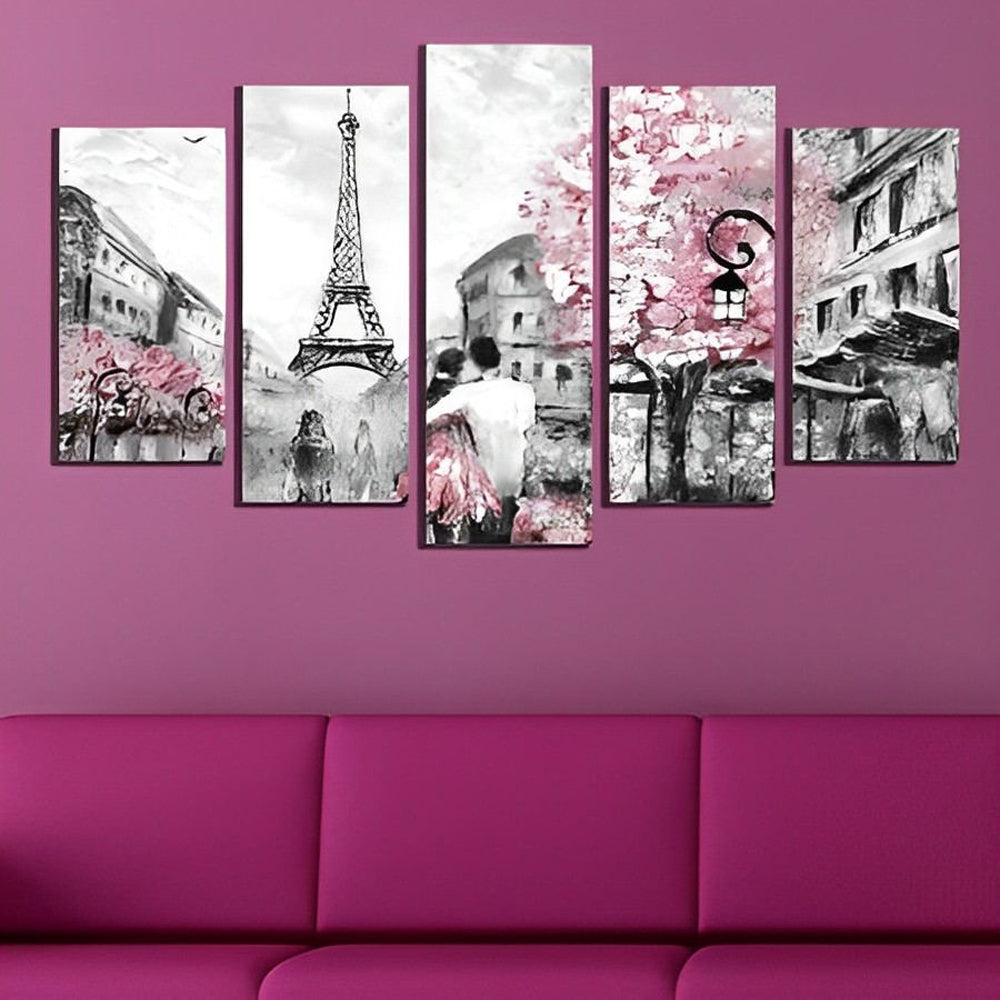 Couple devant Tour Eiffel 5 Partie Broderie Diamant