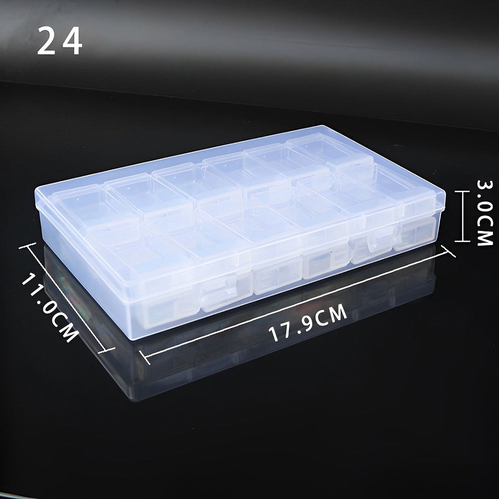 24/44/64/80 Compartiments Boîte de Tri Transparente Rectangulaire + Etiquettes