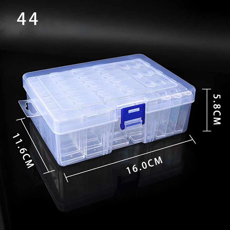 24/44/64/80 Compartiments Boîte de Tri Transparente Rectangulaire + Etiquettes