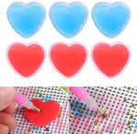 Broderie Peinture Diamant-6pcs (Forme de Cœur) Plaque de Cire avec Boîte de Rangement