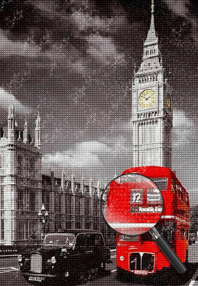 Big Ben et Bus à Deux Etages Broderie Diamant