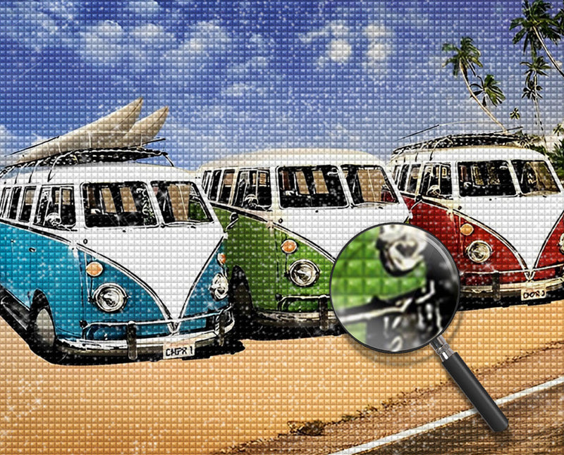 Autobus sur la Plage Broderie Diamant