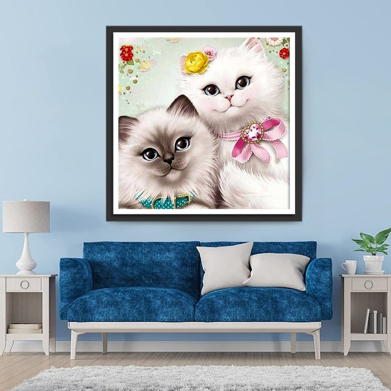 Adorable Duo de Petits Chats Broderie Diamant