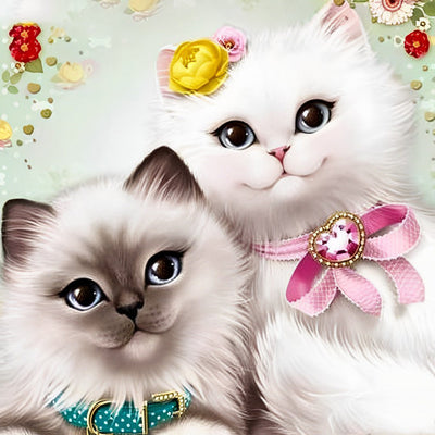 Adorable Duo de Petits Chats Broderie Diamant