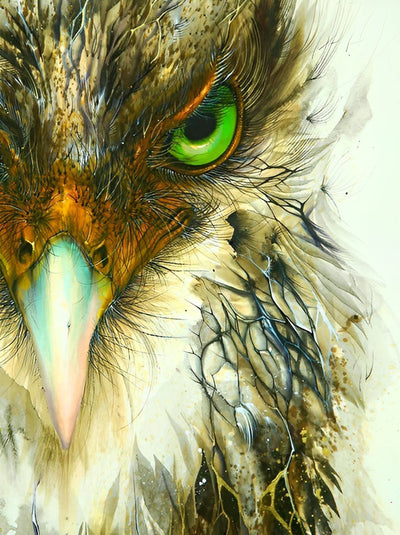 Aigle aux Yeux Verts Broderie Diamant