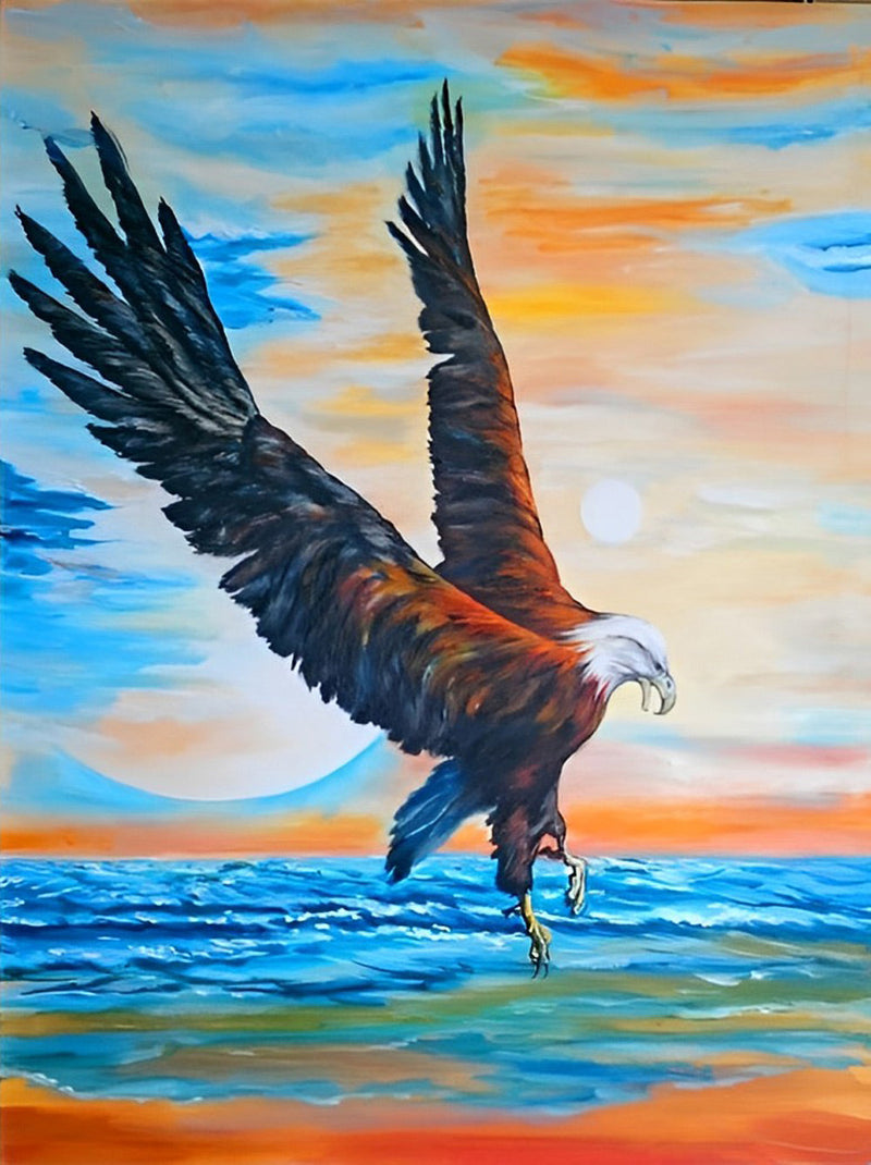 Aigle Magnifique avec les Ailes Déployées Broderie Diamant