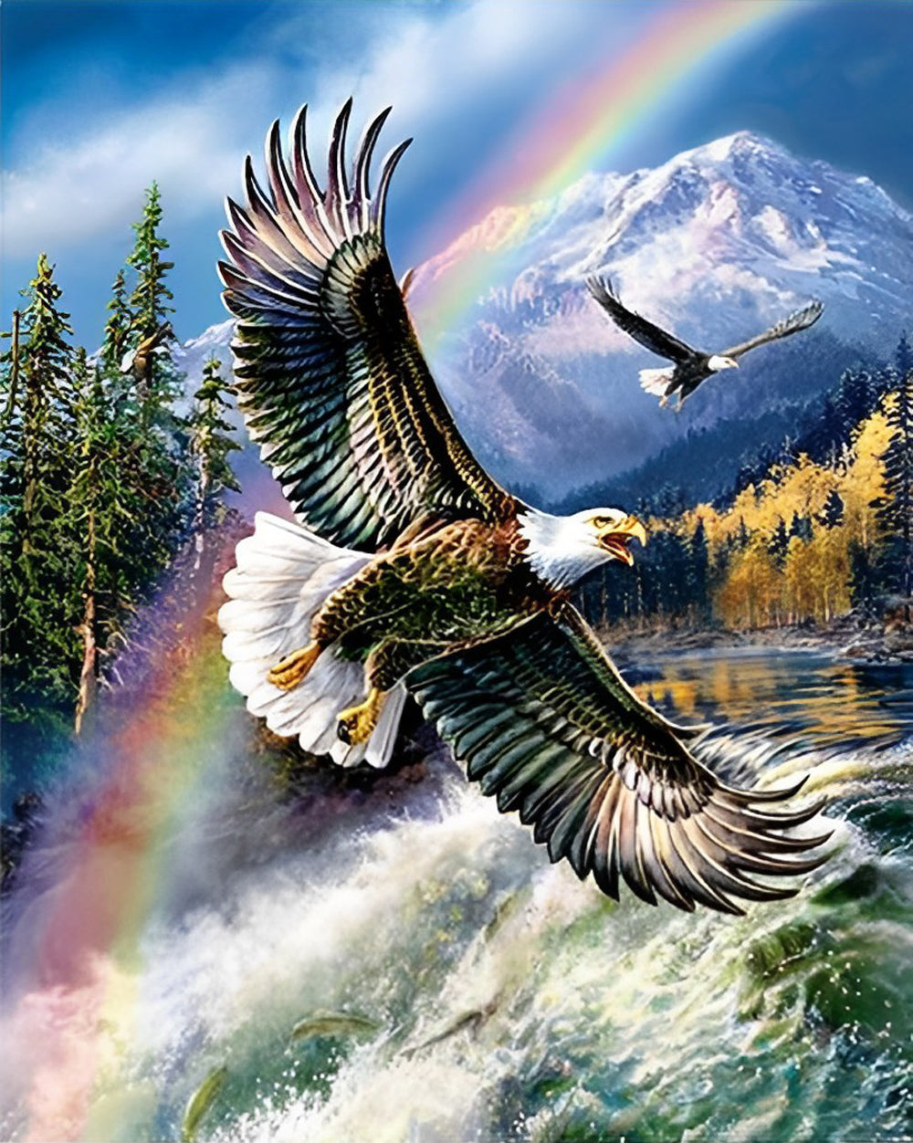Aigles et Arc-en-Ciel Broderie Diamant