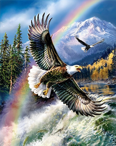 Aigles et Arc-en-Ciel Broderie Diamant
