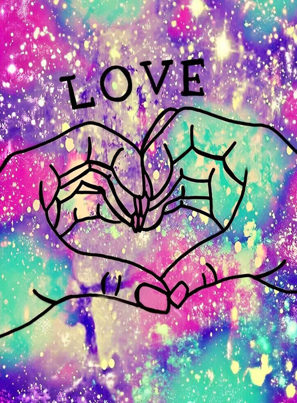 Amour et Coeur avec le Ciel Etoilé Broderie Diamant