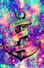 Ancre avec le Texte Je Refuse de Sombrer Broderie Diamant