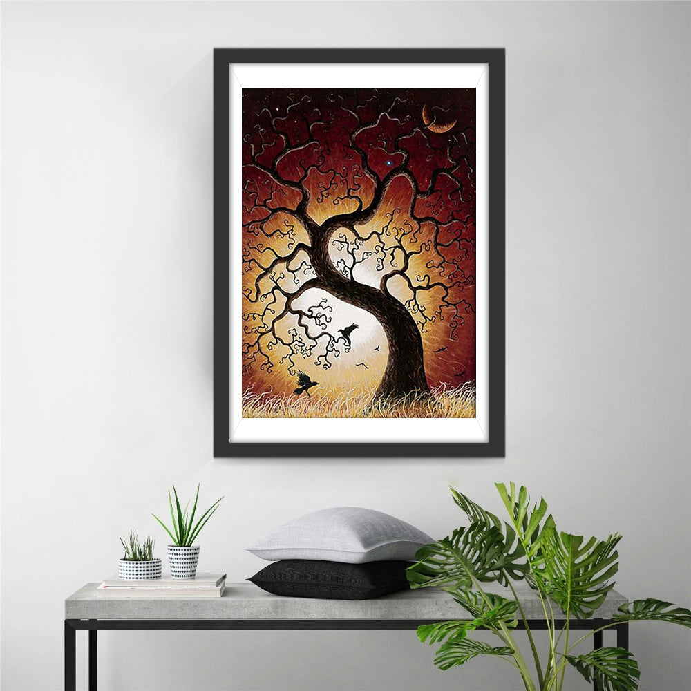 Arbre avec des Branches Courbes Broderie Diamant