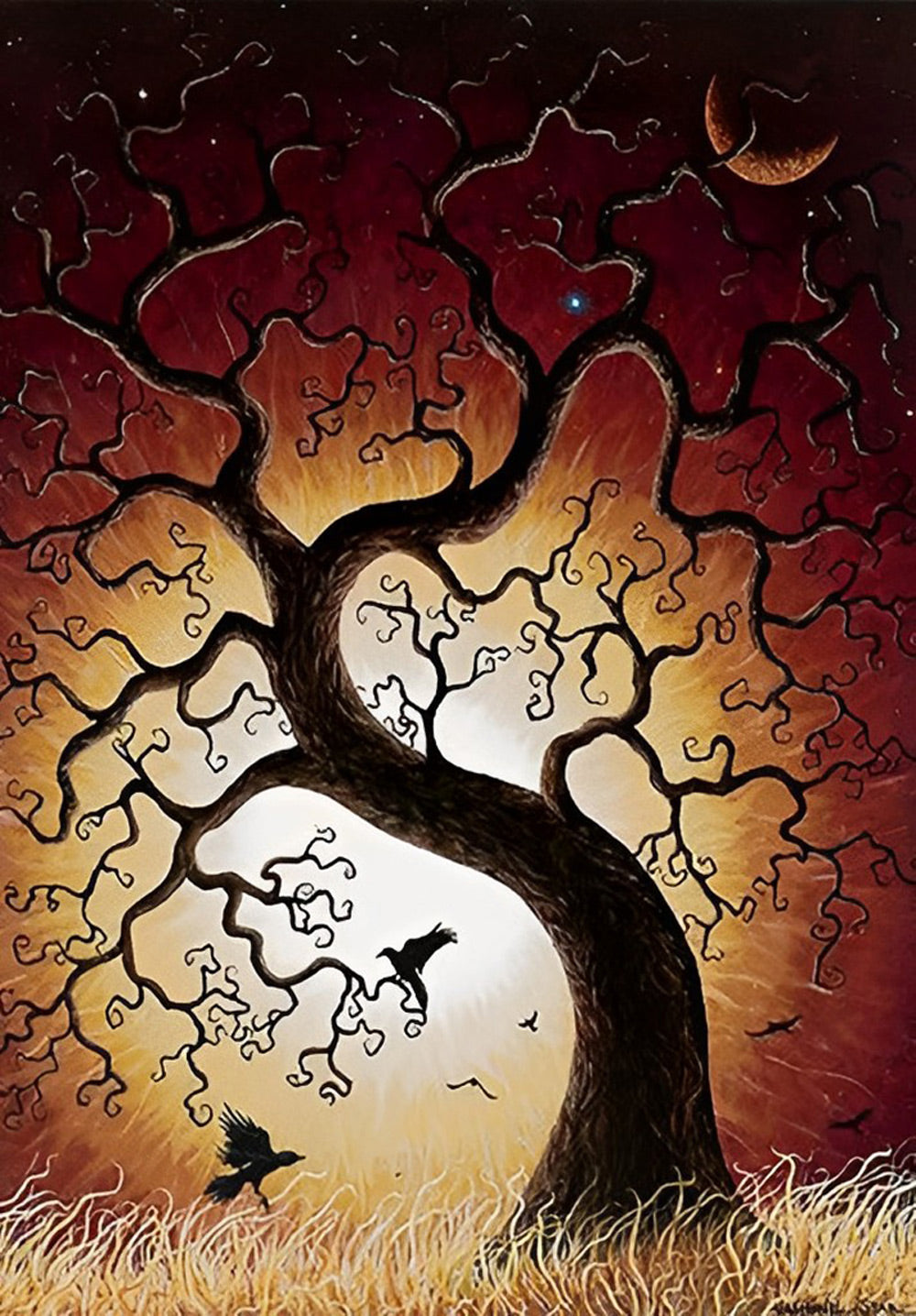 Arbre avec des Branches Courbes Broderie Diamant