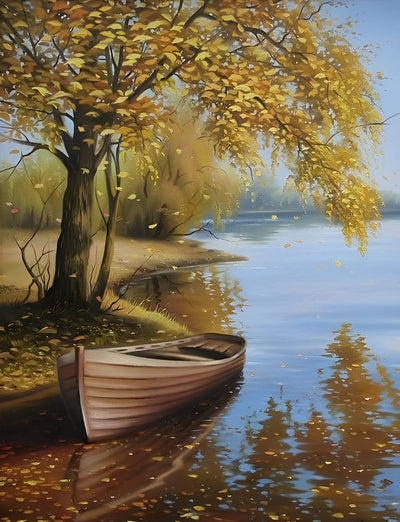 Arbre d'Hiver et Bateau en Bois Broderie Diamant