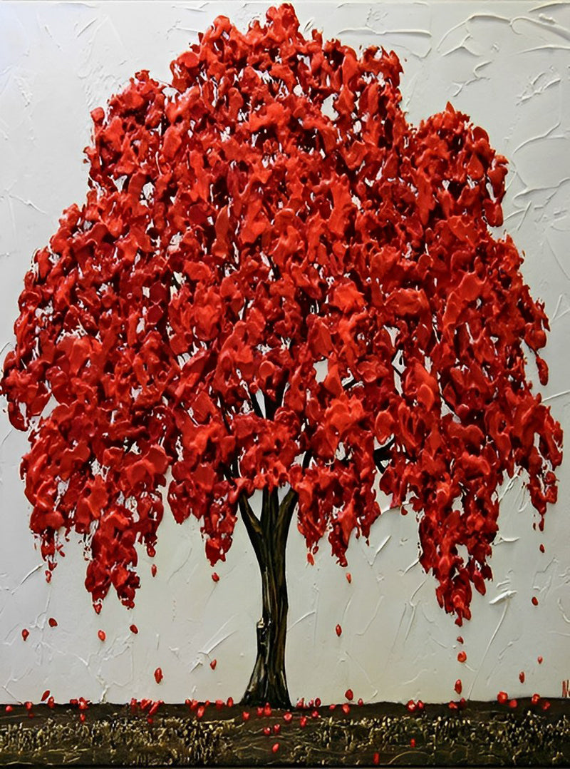 Arbre de Feuilles Rouges Broderie Diamant