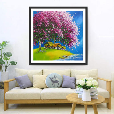 Arbre de Fleurs et les Chalets Broderie Diamant