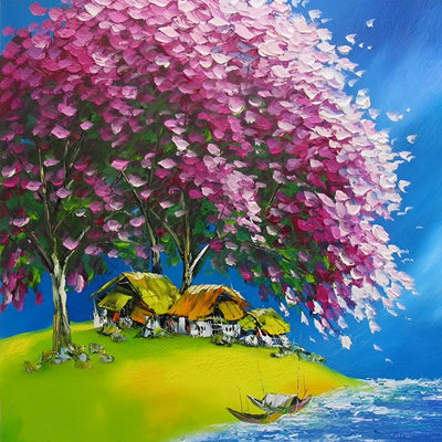 Arbre de Fleurs et les Chalets Broderie Diamant