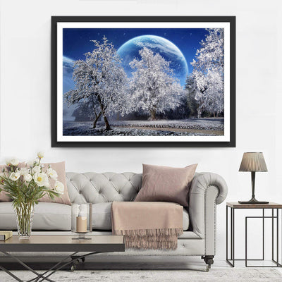 Arbre de Neige et la Lune Broderie Diamant