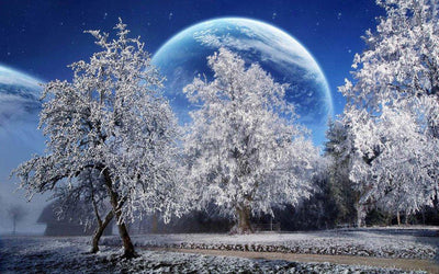 Arbre de Neige et la Lune Broderie Diamant
