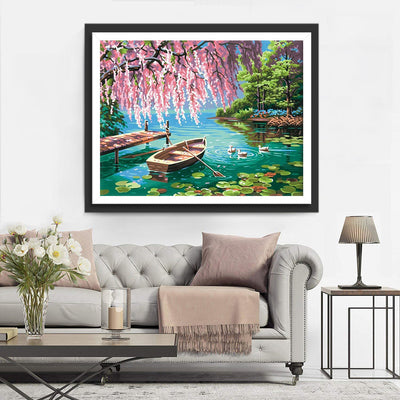 Arbre de Pêcher et Bateau Broderie Diamant