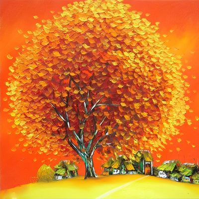Arbre Enorme Orange Broderie Diamant