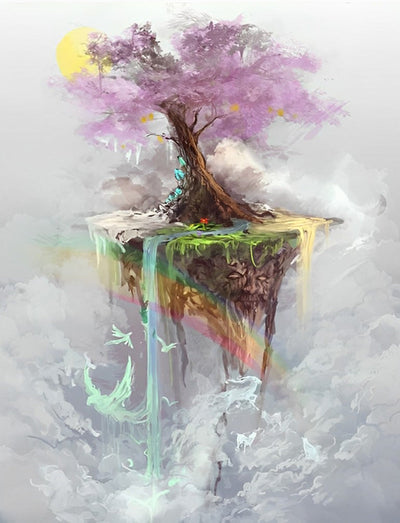 Arbre et Ile dans les Airs Broderie Diamant
