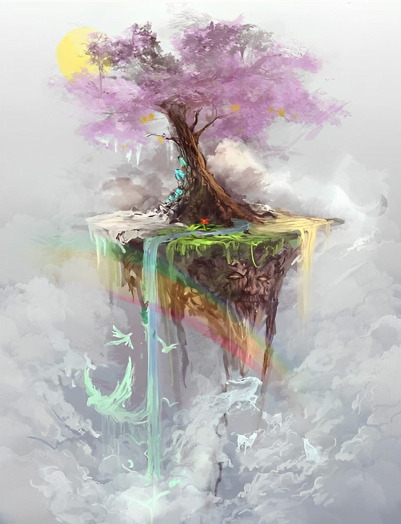 Arbre et Ile dans les Airs Broderie Diamant