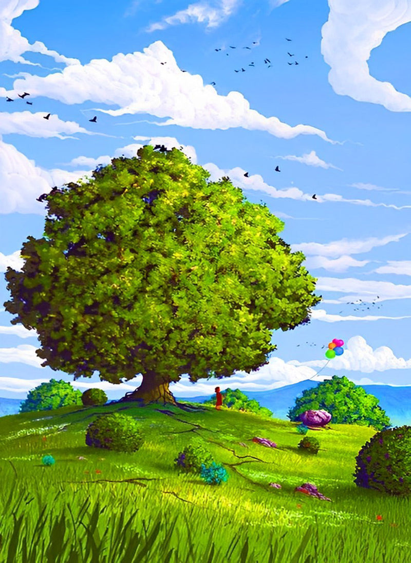Arbre et la Pelouse Broderie Diamant