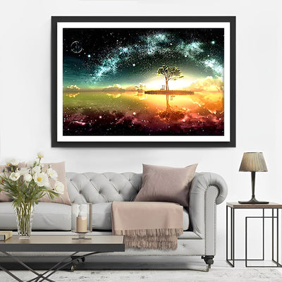 Arbre et la Voie Lactée Broderie Diamant