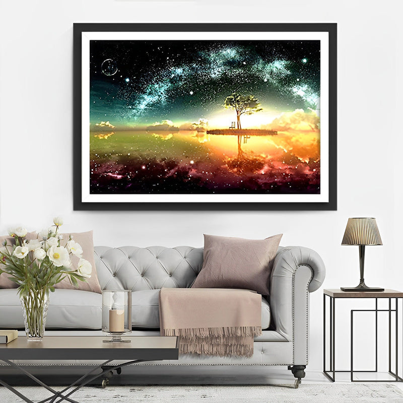 Arbre et la Voie Lactée Broderie Diamant