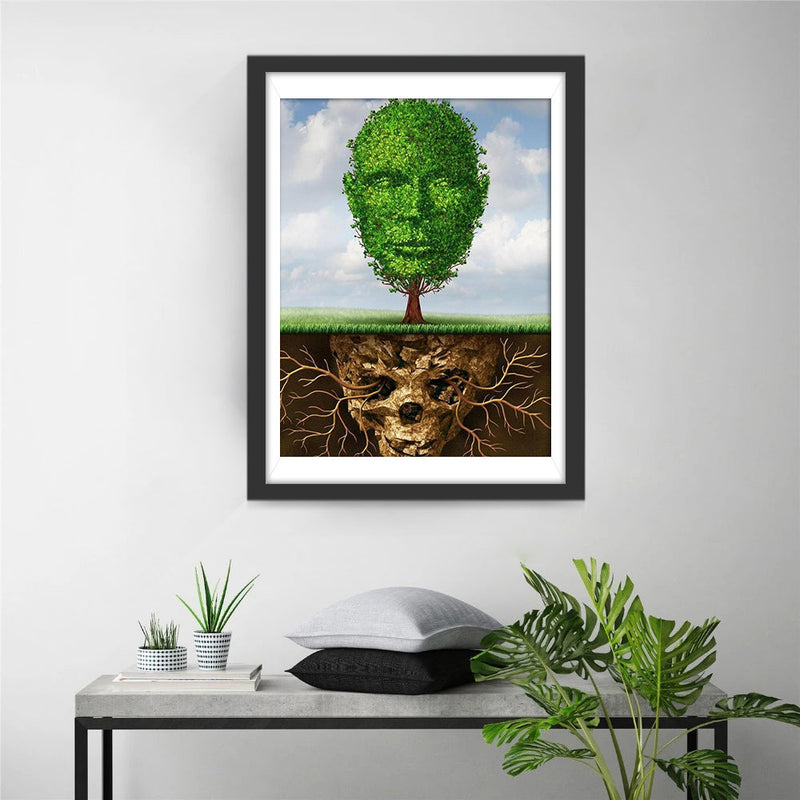 Arbre et Tête Humaine Broderie Diamant