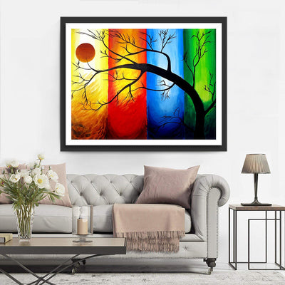 Arbre Mort de Quatre Couleurs Broderie Diamant