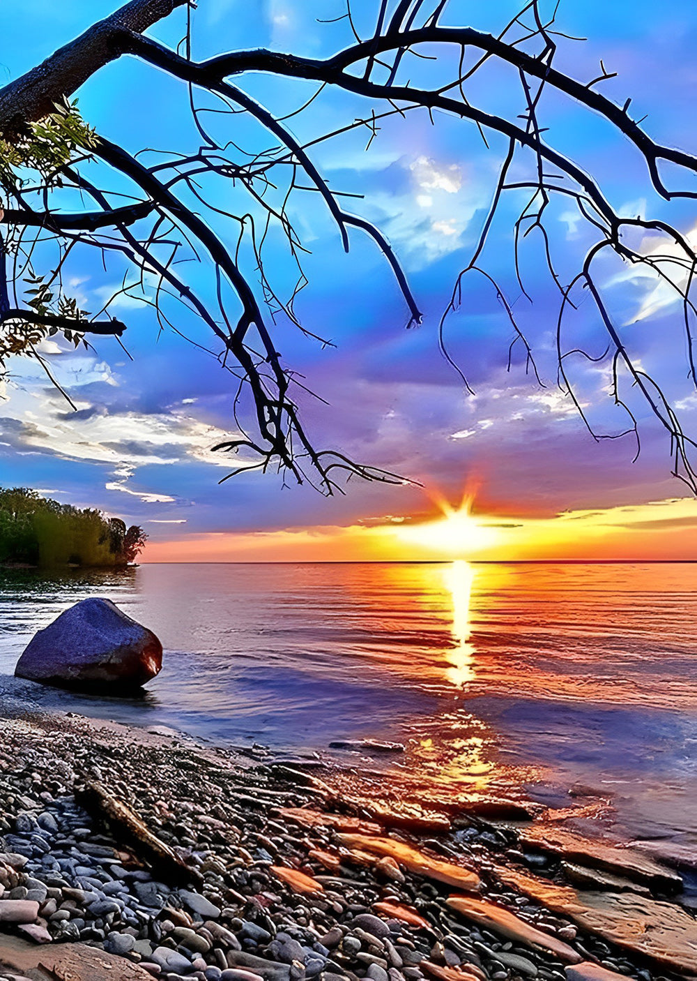 Arbre Mort et la Mer Broderie Diamant