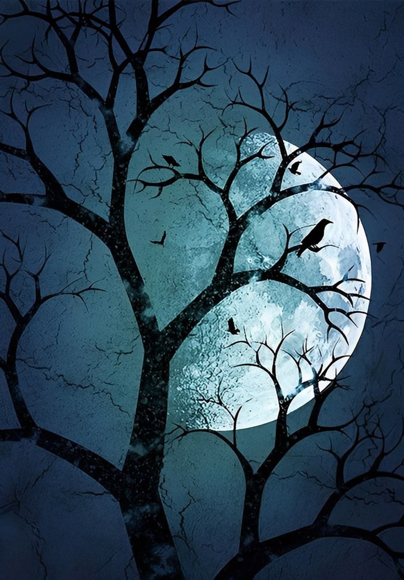 Arbre Mort et Oiseau Volant Broderie Diamant