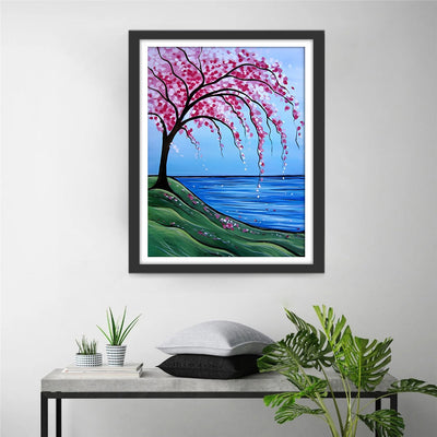 Arbre Rose et la Mer Broderie Diamant