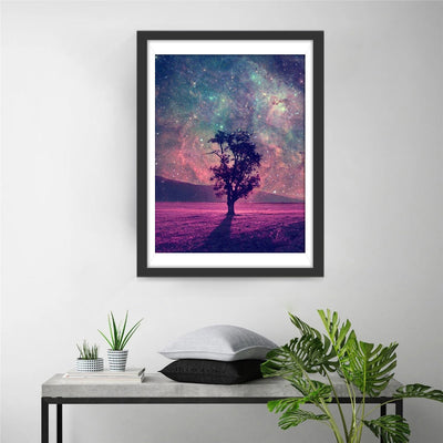 Arbre sous le Ciel Etoilé Broderie Diamant