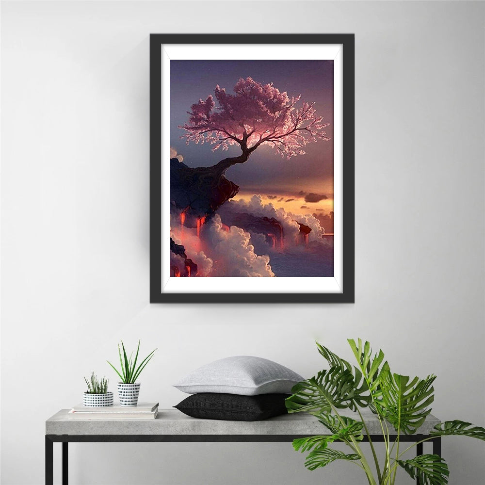 Arbre sur Nuages Broderie Diamant