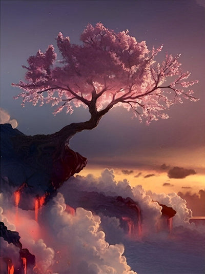 Arbre sur Nuages Broderie Diamant