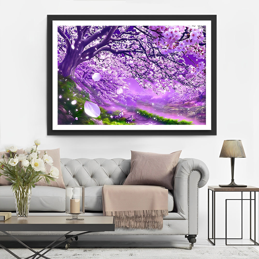 Arbre Violet Broderie Diamant