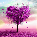 Arbre Violet en Forme de Coeur Broderie Diamant