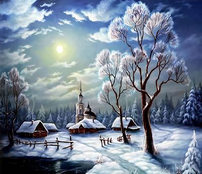 Arbres d'Hiver Broderie Diamant