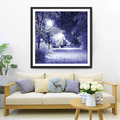 Arbres dans la Neige Broderie Diamant