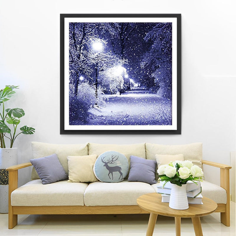 Arbres dans la Neige Broderie Diamant
